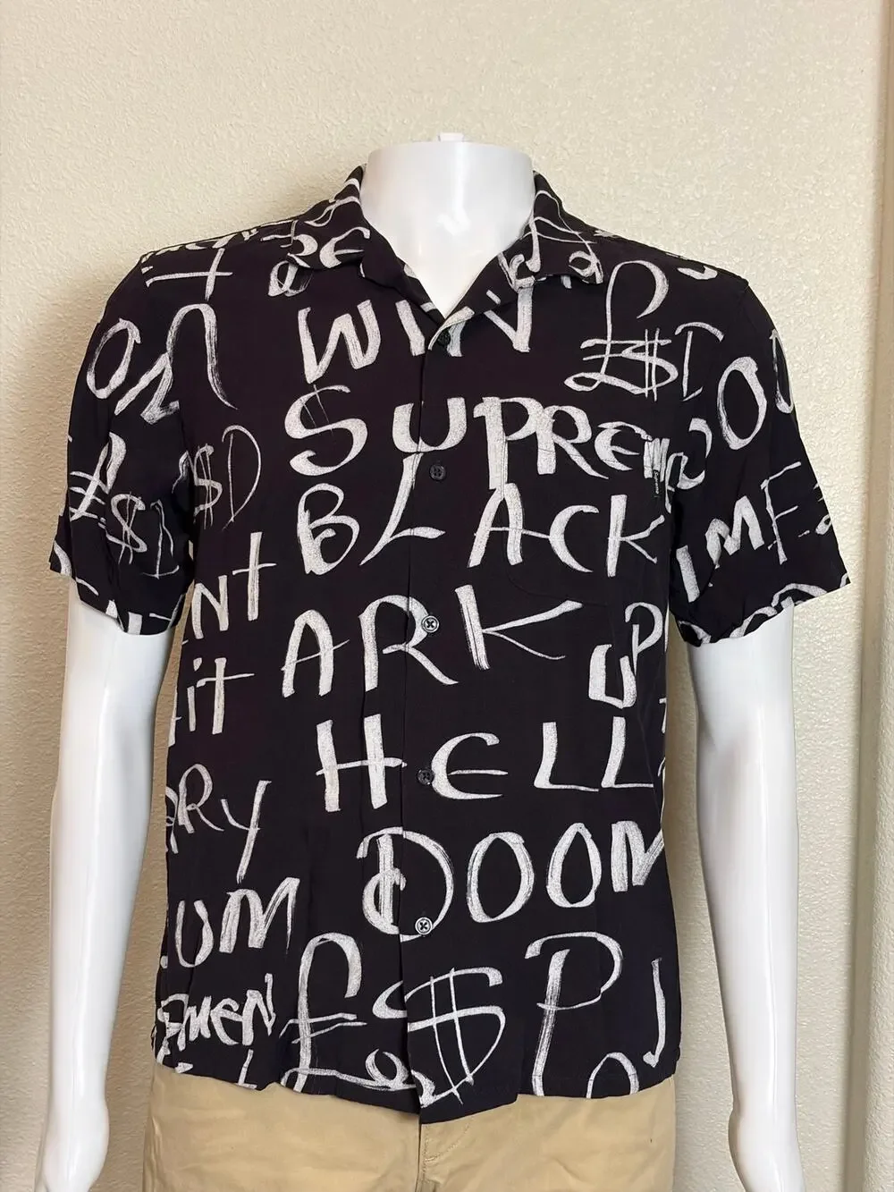 Supreme FW20 Black Arc Rayon Short Sleeve Casual Shirt Medium